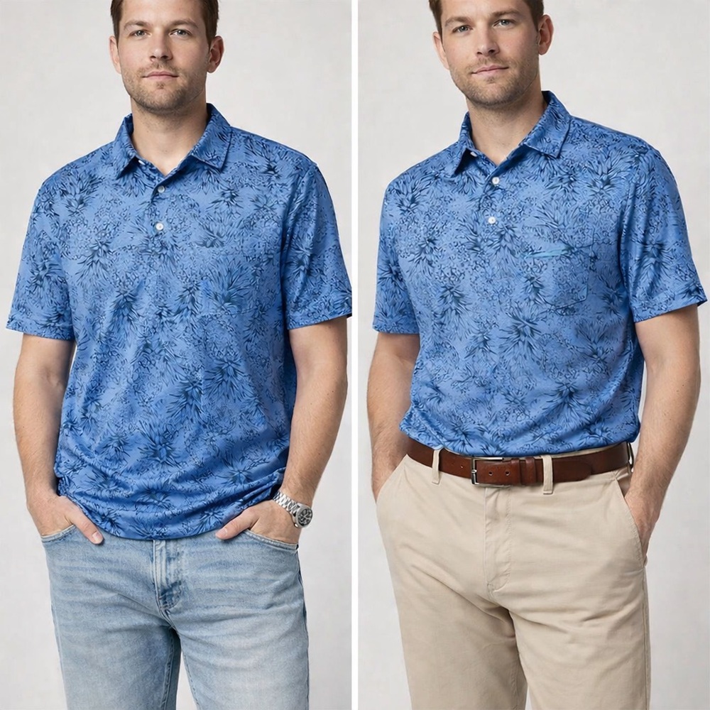 Izod Blue Floral Polo Shirt